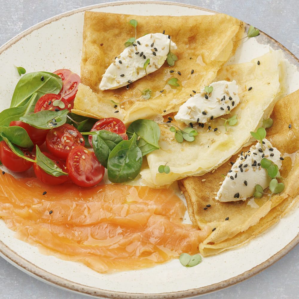 Блины с лососем и сливочным сыром